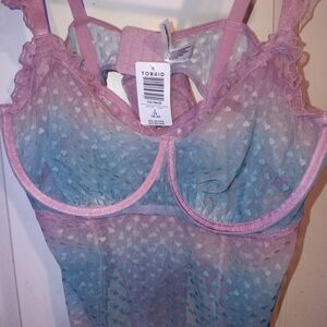 Torrid heart mesh pastel bodysuit size 2x NWT